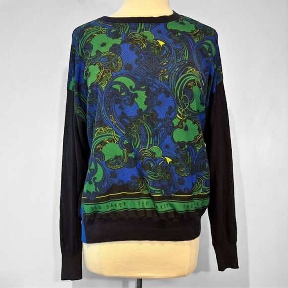 TED BAKER Bekii Stargaze Woven Front Sweater In Dark blue size 3 (US6-8) - Picture 4 of 15